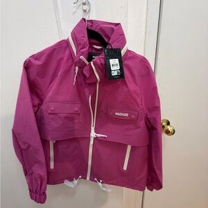 Mackage Fuchsia Windbreaker with White Accents